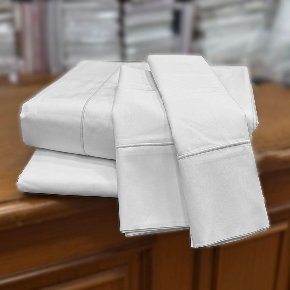 Sábanas 400 hilos algodón festón bordado blancas