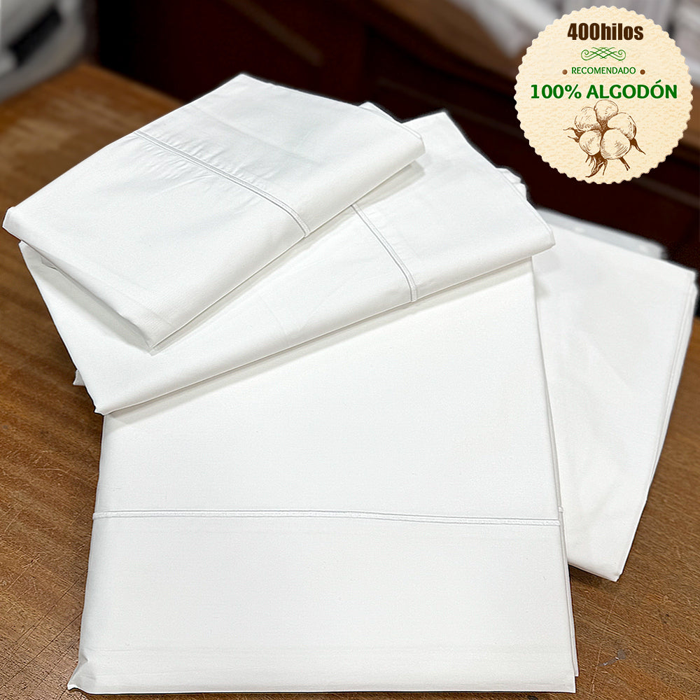 Sábanas 400 hilos algodón festón bordado blancas