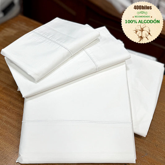 Sábanas 400 hilos algodón festón bordado blancas